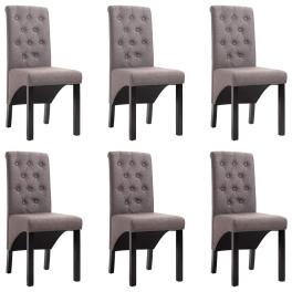 Dining chair set of 6 taupe fabric, rubber wood standard size