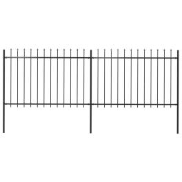 Garden fence with spear top steel 133.9"x47.2" black