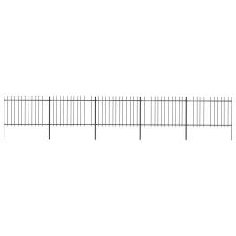 Garden fence with spear top steel 334.6"x47.2" black