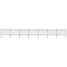 Garden fence with spear top steel 468.5"x47.2" black