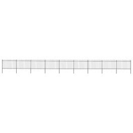 Garden fence with spear top steel 602.4"x47.2" black