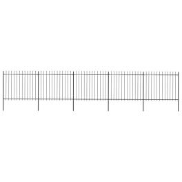 Garden fence with spear top steel 334.6"x59.1" black