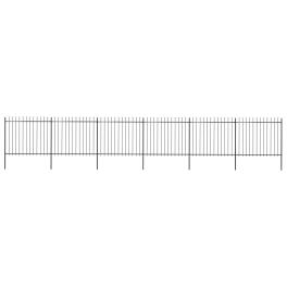 Garden fence with spear top steel 401.6"x59.1" black