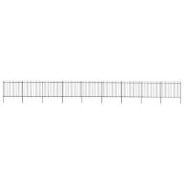 Garden fence with spear top steel 602.4"x59.1" black
