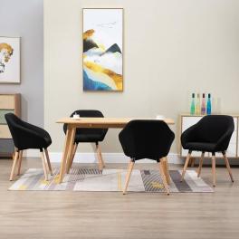 Dining chair set of 4 black fabric, solid wood standard