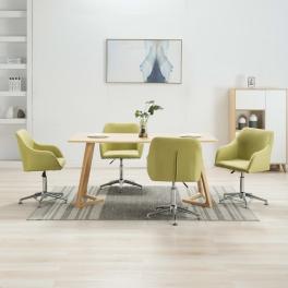 Dining chair set of 4 green polyester, plywood, steel standard