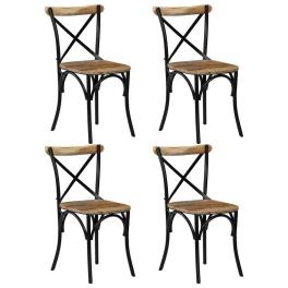 Cross chair set of 4 multicolor solid mango wood, steel standard