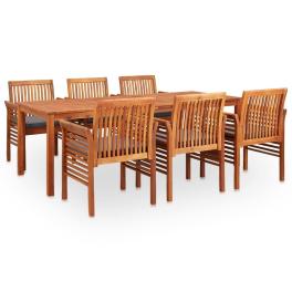 Outdoor dining set brown frame and dark gray cushions