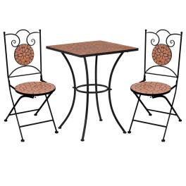 Mosaic bistro set terracotta powder-coated iron medium durable