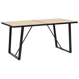 Dining table oak with wood grain look, black