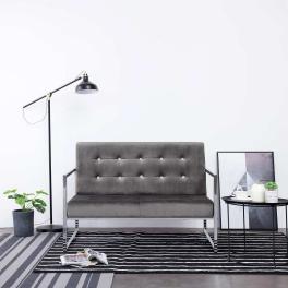 Armchair dark grey polyester velvet, wood, chrome 2-seater