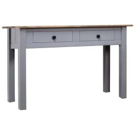 Console table gray and natural wood solid pine wood medium