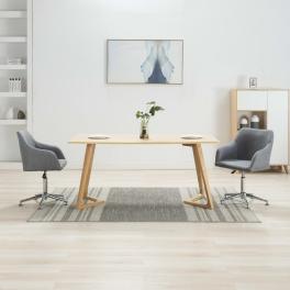 Dining chair set of 2 light grey polyester, fabric, plywood, steel