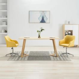 Dining chair set of 2 yellow fabric swivel dining chair