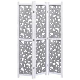 3-panel room divider gray 41.3"x65" solid wood