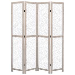 4-panel room divider white 55.1"x65" solid wood
