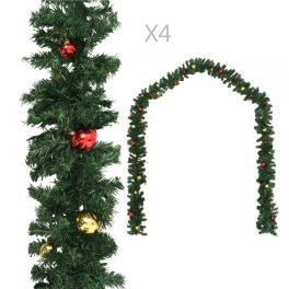 Christmas garland set of 4 green pvc extra long