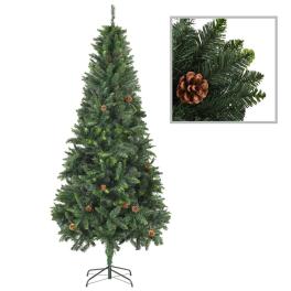 Christmas tree green with brown pine cones pvc and iron 7 ft tall