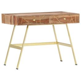Writing desk natural and brass solid sheesham wood