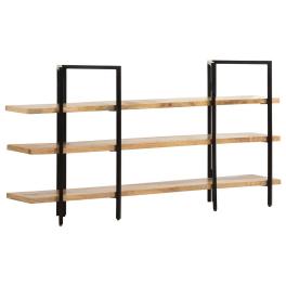 Bookcase brown and black solid mango wood and powder-coated steel