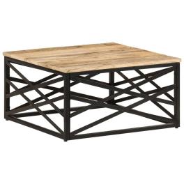 Coffee table brown solid mango wood, steel medium coffee table