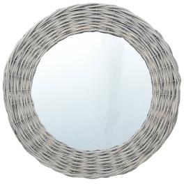 Mirror natural rattan, glass 15.7 in decorative inlays mirror
