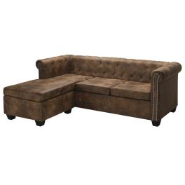 Sofa brown faux leather, wood large