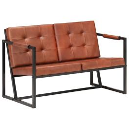 Sofa brown real goat leather 45.3 in x 24 in x 29.5 in durable