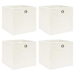 Storage box set of 4 white non-woven fabric (100% polyester)