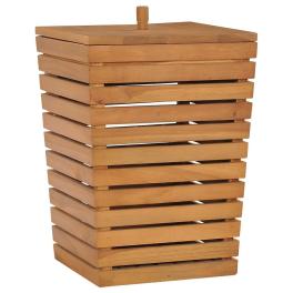 Laundry basket 11.8"x11.8"x17.7" solid teak wood