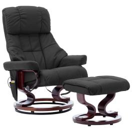 Massage reclining chair grey faux leather, iron, bentwood, foam