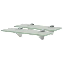 Floating shelf set of 2 frosted tempered safety glass, zinc alloy