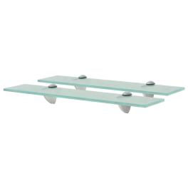 Floating shelf set of 2 clear tempered safety glass, zinc alloy