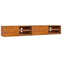 Wall-mounted tv cabinet natural teak solid teak wood large