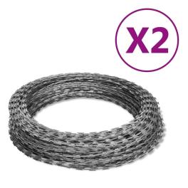 Razor wires helical wire rolls 2 pcs galvanized steel 328.1'