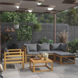 Garden lounge set dark gray solid acacia wood medium modular