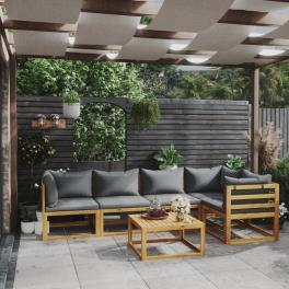 Garden lounge set dark grey solid acacia wood large modular