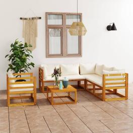 Garden lounge set cream and acacia wood