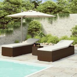 Sun lounger brown pe rattan standard foldable sun lounger