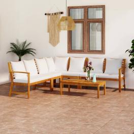 Bookshelf board cream solid acacia wood 6 piece