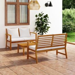 Garden lounge set natural wood, cream