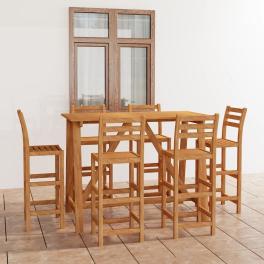 Outdoor bar set natural wood solid acacia wood medium
