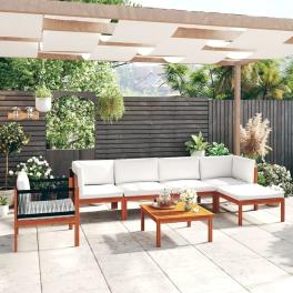 Garden lounge set cream, natural wood solid acacia wood standard