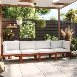 Garden sofa cream solid acacia wood 4-seater garden sofa