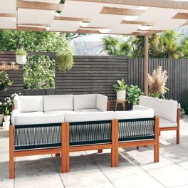 Garden lounge set cream, brown solid acacia wood large modular