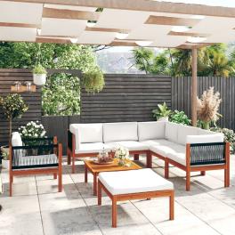 Garden lounge set cream solid acacia wood medium modular