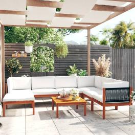Garden lounge set cream solid acacia wood medium modular
