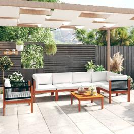 Garden lounge set cream solid acacia wood large seats lots