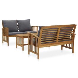 Garden lounge set dark grey solid acacia wood medium durable