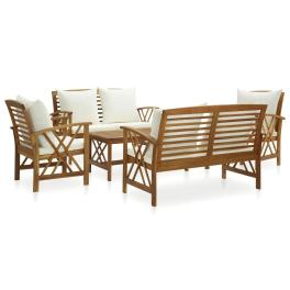 Garden lounge set cream white, natural wood solid acacia wood tough